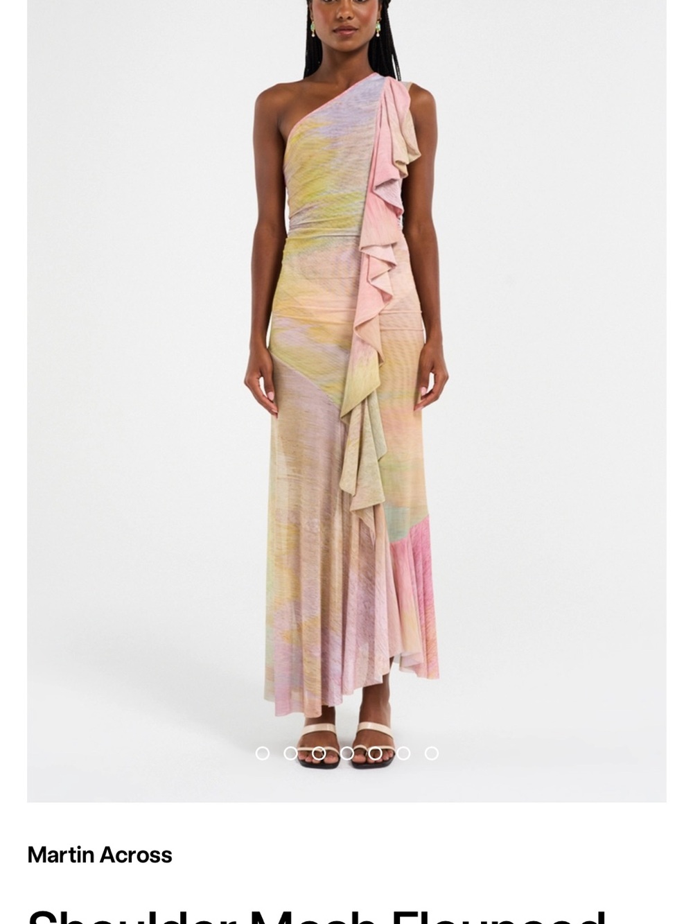 One-Shoulder Pastel Flounce Maxi Dress